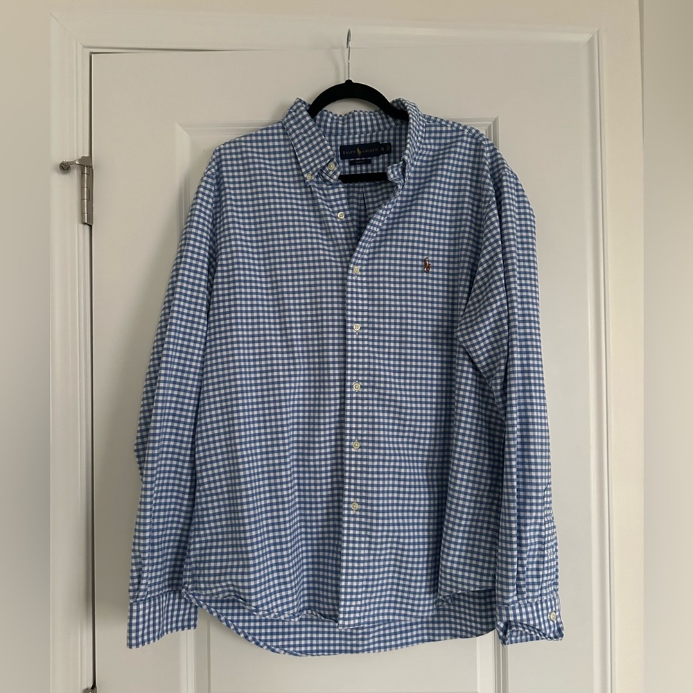 Mens Polo Ralph Lauren Slim Fit Checked Poplin Shirt - XL